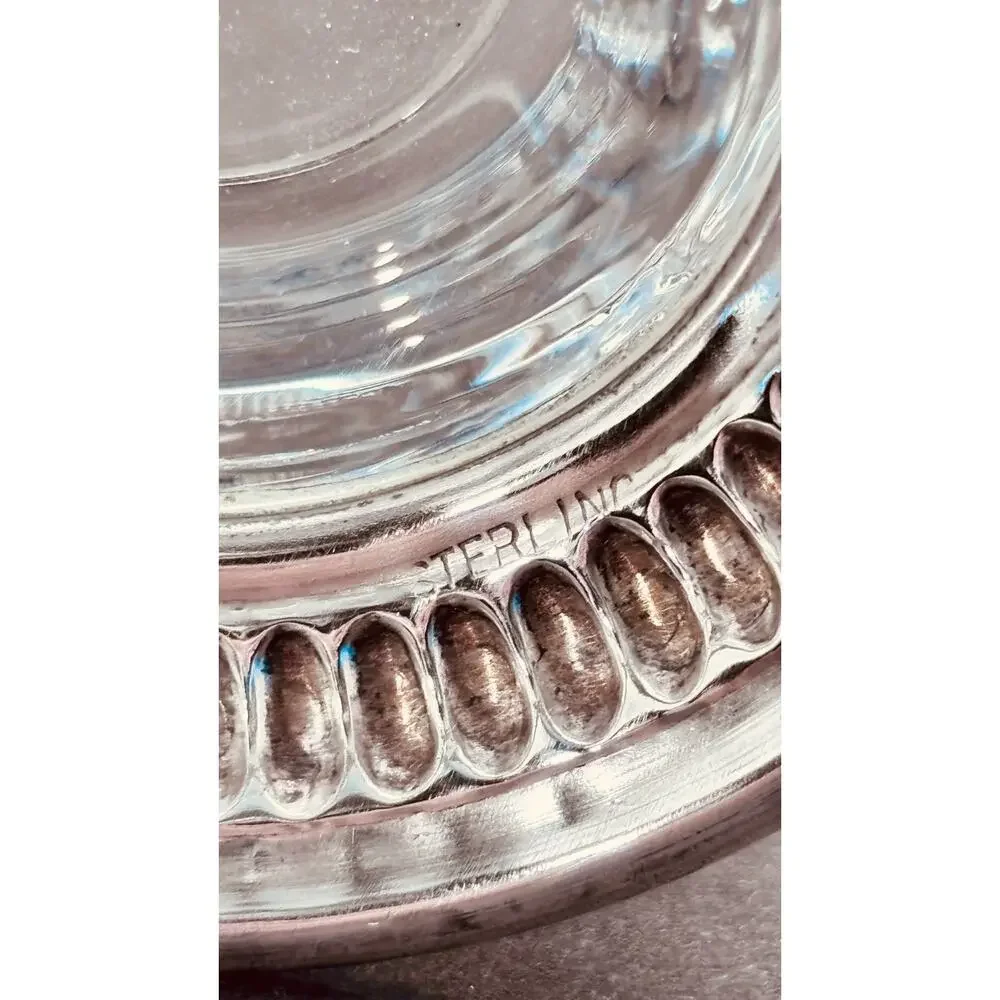 Imperial Glass Candlewick Cream & Sugar Sterling Silver Non-weigted Bases